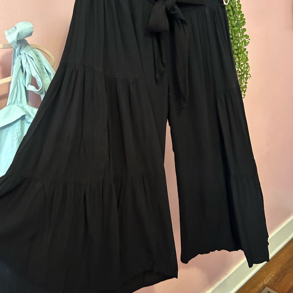 Angie Black Wide Leg Boho Pants with Flowing Design (Buckle Brand)